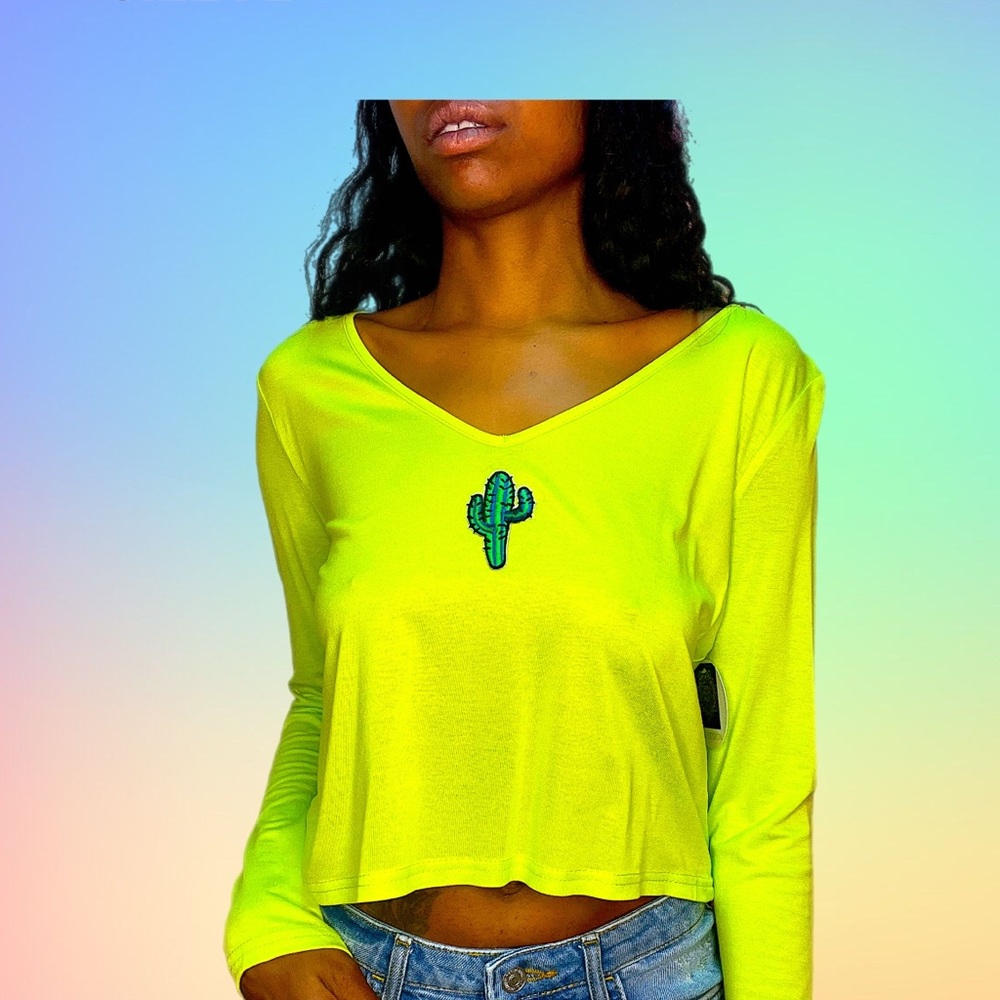 Custom cactus long sleeve crop